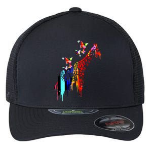 Colorful Giraffe Illustration Flexfit Unipanel Trucker Cap