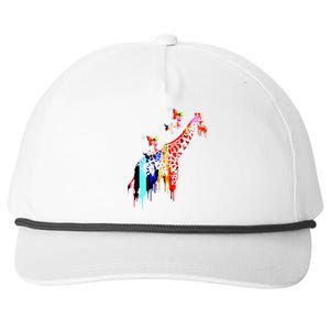 Colorful Giraffe Illustration Snapback Five-Panel Rope Hat