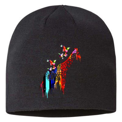 Colorful Giraffe Illustration Sustainable Beanie