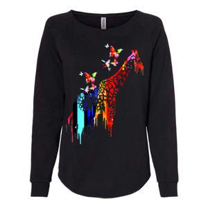 Colorful Giraffe Illustration Womens California Wash Sweatshirt