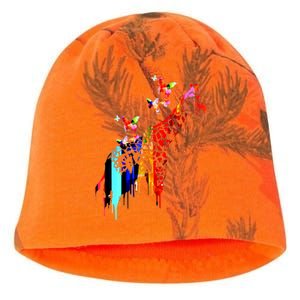 Colorful Giraffe Illustration Kati - Camo Knit Beanie