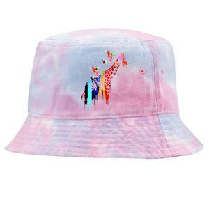 Colorful Giraffe Illustration Tie-Dyed Bucket Hat