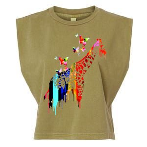 Colorful Giraffe Illustration Garment-Dyed Women's Muscle Tee