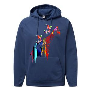 Colorful Giraffe Illustration Performance Fleece Hoodie