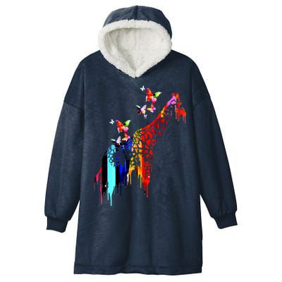 Colorful Giraffe Illustration Hooded Wearable Blanket