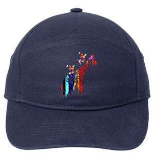 Colorful Giraffe Illustration 7-Panel Snapback Hat