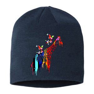 Colorful Giraffe Illustration Sustainable Beanie