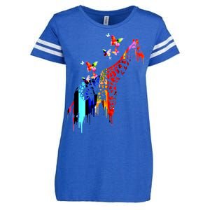 Colorful Giraffe Illustration Enza Ladies Jersey Football T-Shirt