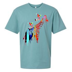 Colorful Giraffe Illustration Sueded Cloud Jersey T-Shirt