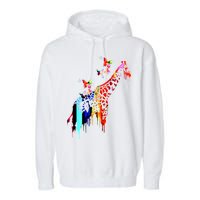 Colorful Giraffe Illustration Garment-Dyed Fleece Hoodie