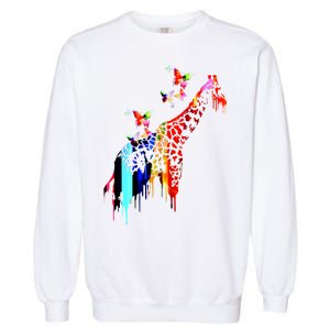 Colorful Giraffe Illustration Garment-Dyed Sweatshirt