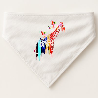 Colorful Giraffe Illustration USA-Made Doggie Bandana