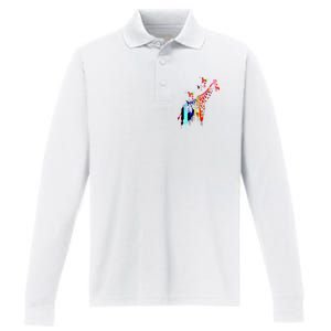 Colorful Giraffe Illustration Performance Long Sleeve Polo