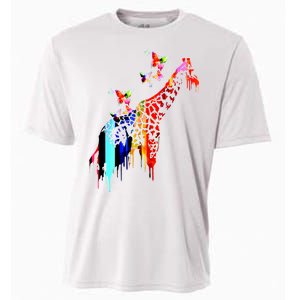 Colorful Giraffe Illustration Cooling Performance Crew T-Shirt