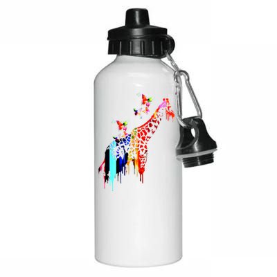 Colorful Giraffe Illustration Aluminum Water Bottle 