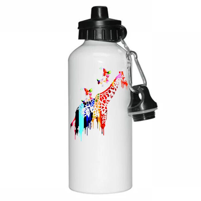 Colorful Giraffe Illustration Aluminum Water Bottle