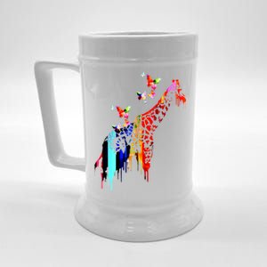 Colorful Giraffe Illustration Beer Stein