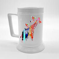 Colorful Giraffe Illustration Beer Stein