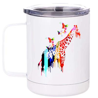 Colorful Giraffe Illustration 12 oz Stainless Steel Tumbler Cup