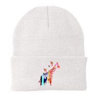 Colorful Giraffe Illustration Knit Cap Winter Beanie