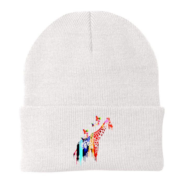 Colorful Giraffe Illustration Knit Cap Winter Beanie