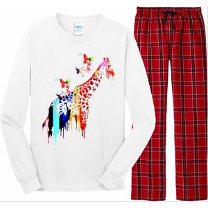 Colorful Giraffe Illustration Long Sleeve Pajama Set