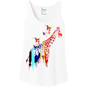 Colorful Giraffe Illustration Ladies Essential Tank