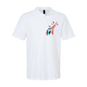 Colorful Giraffe Illustration Softstyle Adult Sport Polo