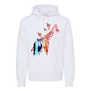 Colorful Giraffe Illustration Premium Hoodie