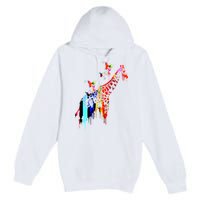 Colorful Giraffe Illustration Premium Pullover Hoodie