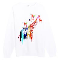 Colorful Giraffe Illustration Premium Crewneck Sweatshirt