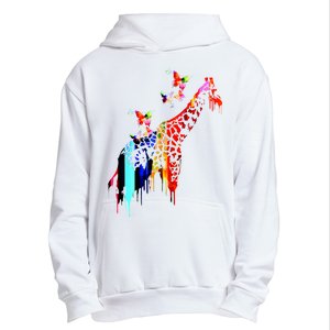 Colorful Giraffe Illustration Urban Pullover Hoodie