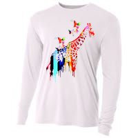 Colorful Giraffe Illustration Cooling Performance Long Sleeve Crew