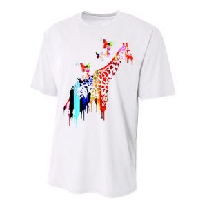 Colorful Giraffe Illustration Performance Sprint T-Shirt