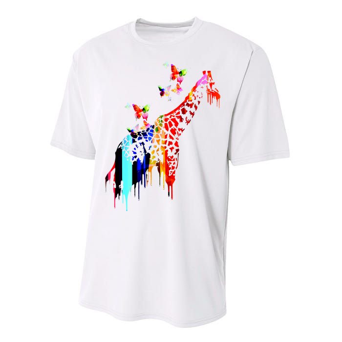 Colorful Giraffe Illustration Performance Sprint T-Shirt