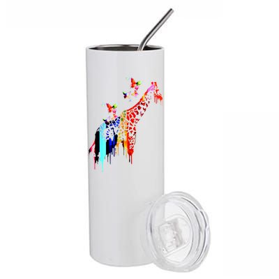 Colorful Giraffe Illustration Stainless Steel Tumbler