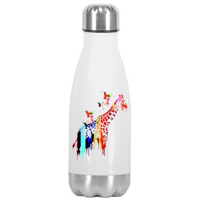 Colorful Giraffe Illustration Stainless Steel Insulated Water Bottle