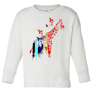 Colorful Giraffe Illustration Toddler Long Sleeve Shirt