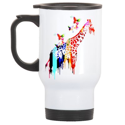 Colorful Giraffe Illustration Stainless Steel Travel Mug