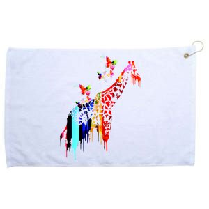 Colorful Giraffe Illustration Grommeted Golf Towel