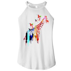 Colorful Giraffe Illustration Women's Perfect Tri Rocker Tank