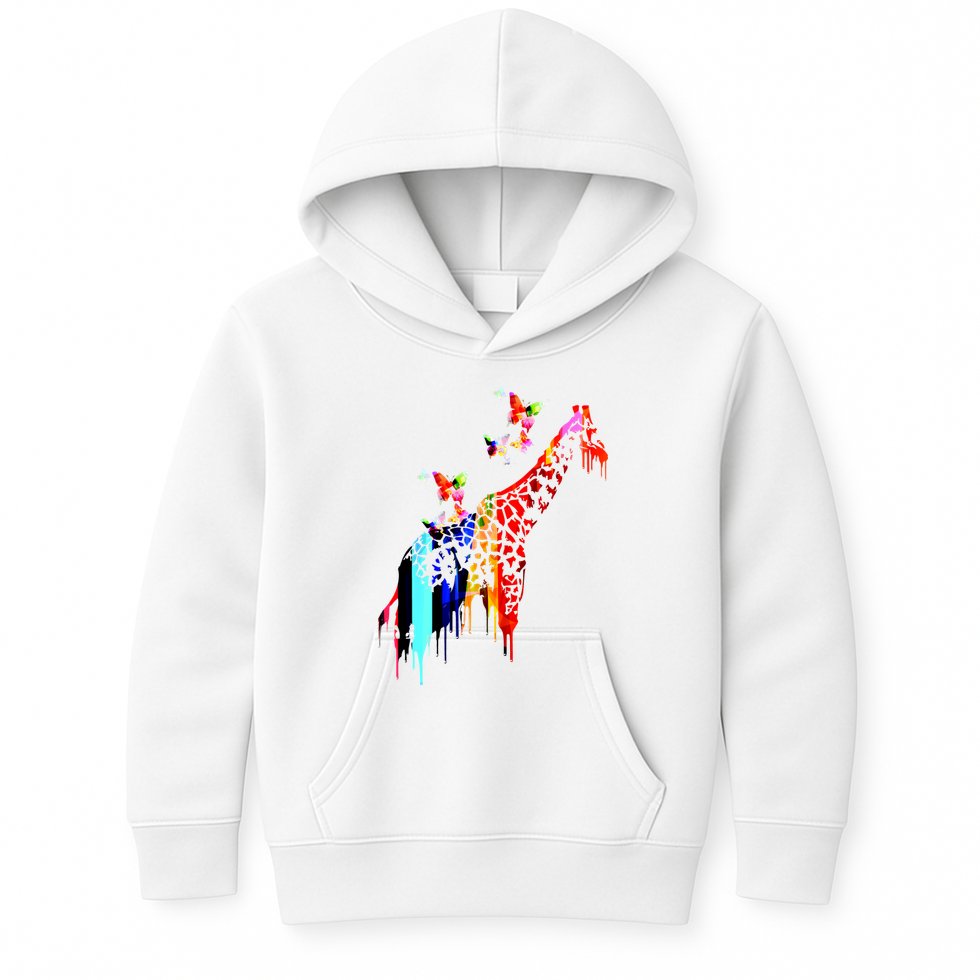 Colorful Giraffe Illustration Kids Hoodie