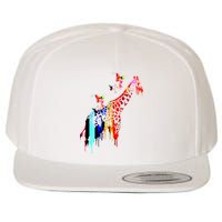 Colorful Giraffe Illustration Wool Snapback Cap