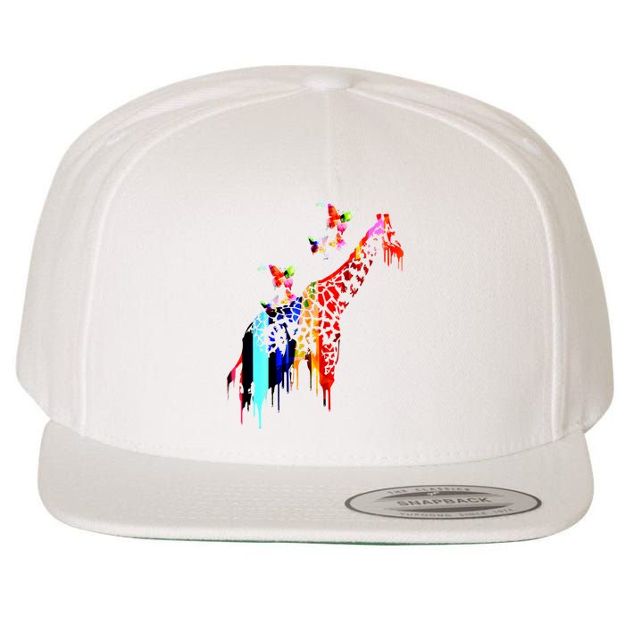 Colorful Giraffe Illustration Wool Snapback Cap