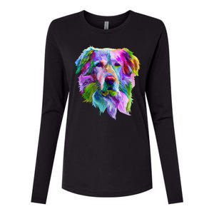 Colorful Golden Retriever Womens Cotton Relaxed Long Sleeve T-Shirt