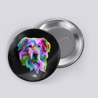 Colorful Golden Retriever Button