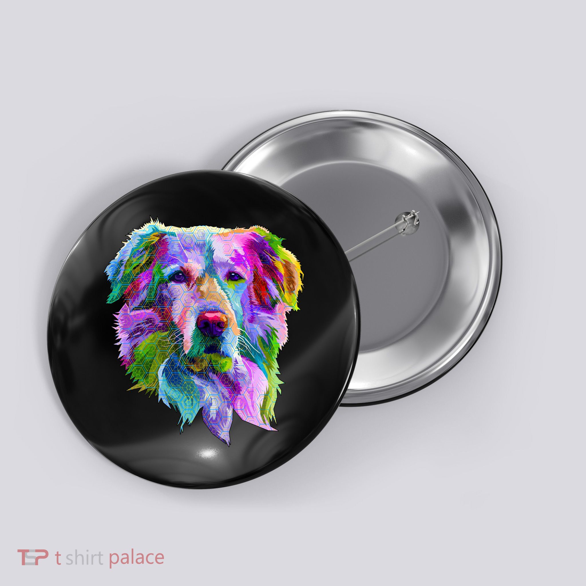 Colorful Golden Retriever Button