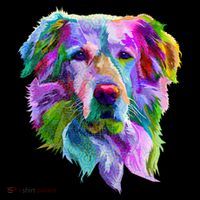 Colorful Golden Retriever Button