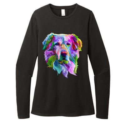 Colorful Golden Retriever Womens CVC Long Sleeve Shirt