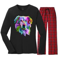 Colorful Golden Retriever Women's Long Sleeve Flannel Pajama Set 